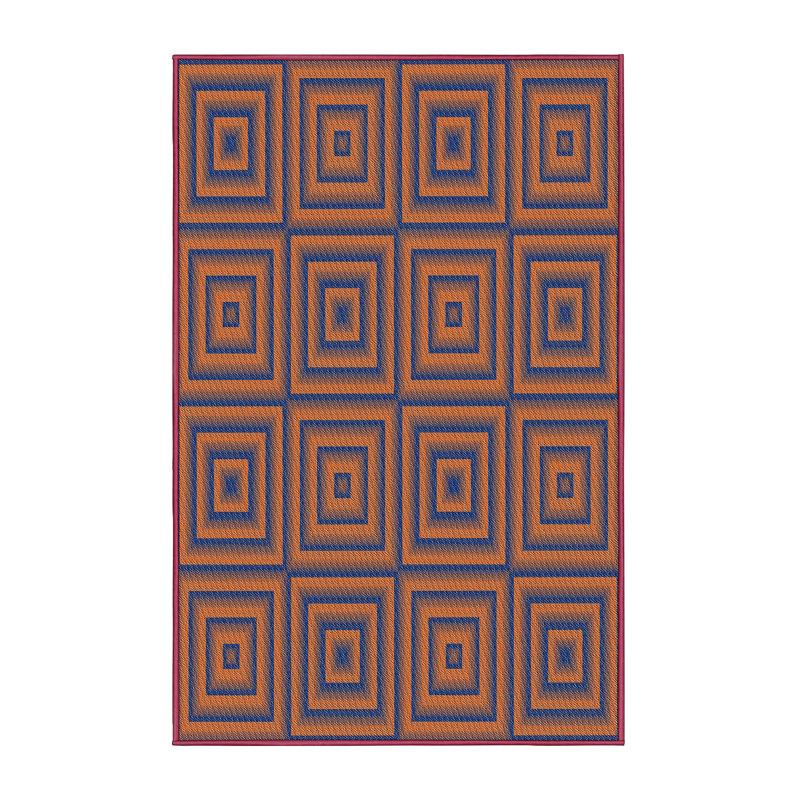Tapis géométrique tissé à la machine en laine / polyester brun / noir, Rectangle 2 pi x 4 pi