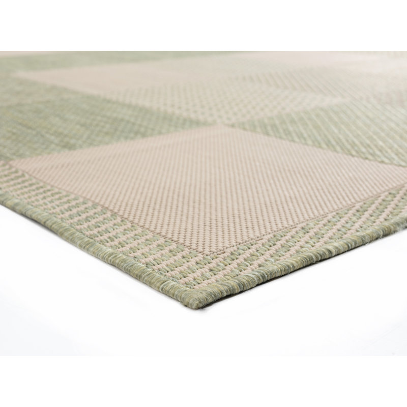 Tapis vert à motif géométrique Faro, Rectangle 5 pi 3 po x 7 pi 6 po
