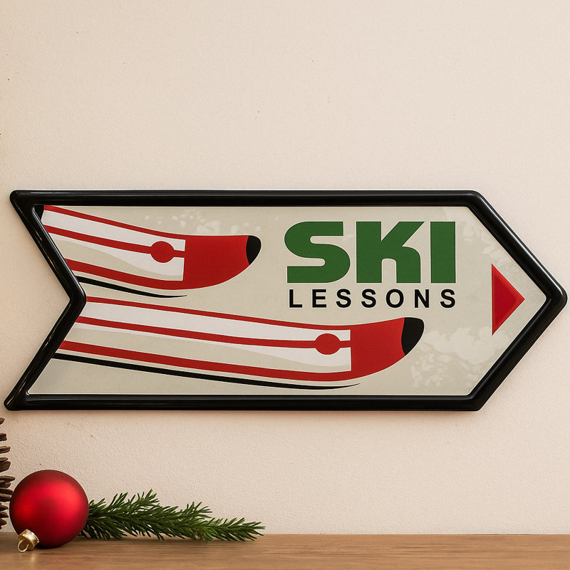 Enseigne de cours de ski en métal (ensemble de 2)
