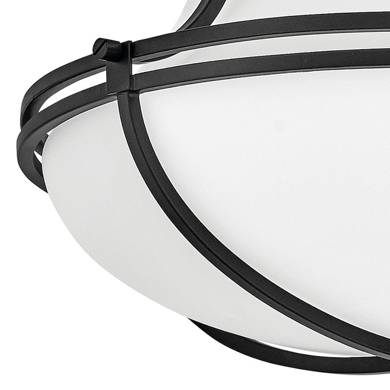 Saddler 15.25" Three-Light Flush Mount Teardrop Ceiling Light, Black