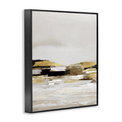Estampe numérique, paysage abstrait avec détail jaune, conception par Amber Sterling