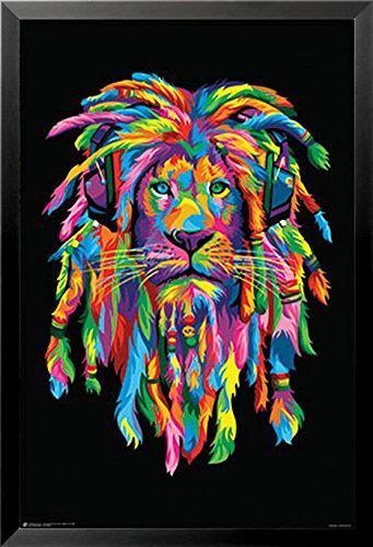« lion rasta » par bob weer, impression encadrée