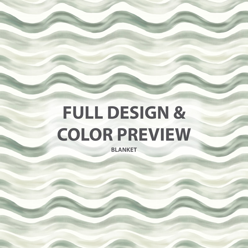 Wavy Line sauge beige - couverture douillette abstraite, jeté moderne doux, Beige/Green Abstract