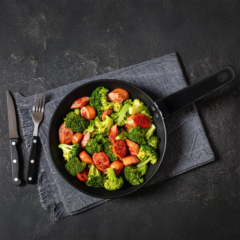 ZOYA Aluminum Non-Stick Frying Pan, 5.50" H x 28 cm W x 48.5 cm L, Black