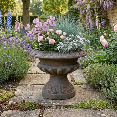 Humphreys FLUTED URN Low 28cm Verdigris Effect
