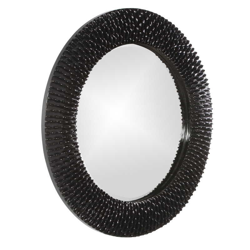 Denville Round Mirror, 32" H x 32" W, Glossy Black