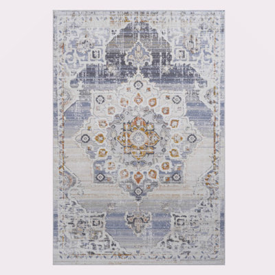 Collection Cream/Gold /Medallion Non-Shedding Living Room Bedroom Dining Home Office Stylish And Stain Resistant Area Rug