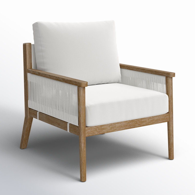 Méridienne d'extérieur en acacia Rydell, Blanc
