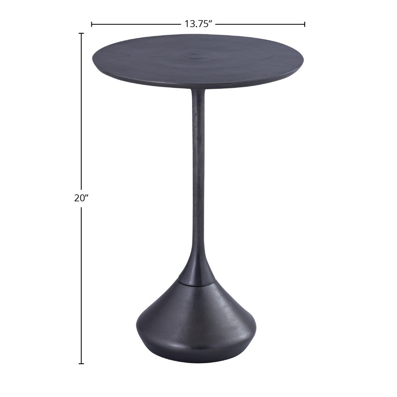 Table de bout en aluminium Melancthon, noir antique, H 20 po x l 13,75 po x P 13,75 po