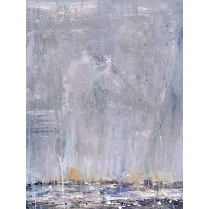Blue Rain I - Artist Enhanced Canvas Print, Black Framed Canvas, 25.5" H x 21.5" W x 1.75" D