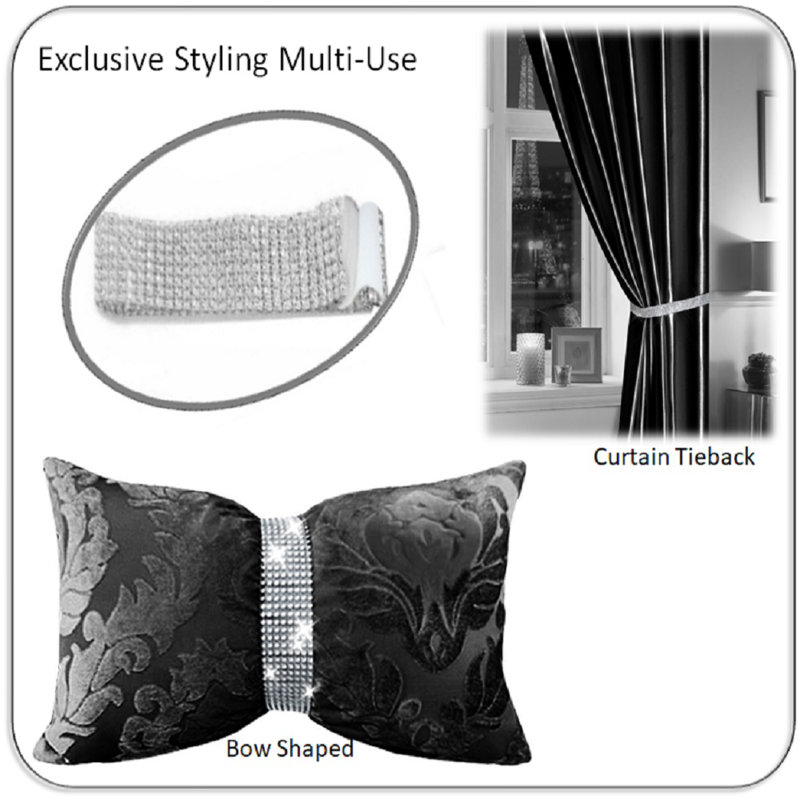 Firthcliffe Damask Rectangular Lumbar Cushion, Black