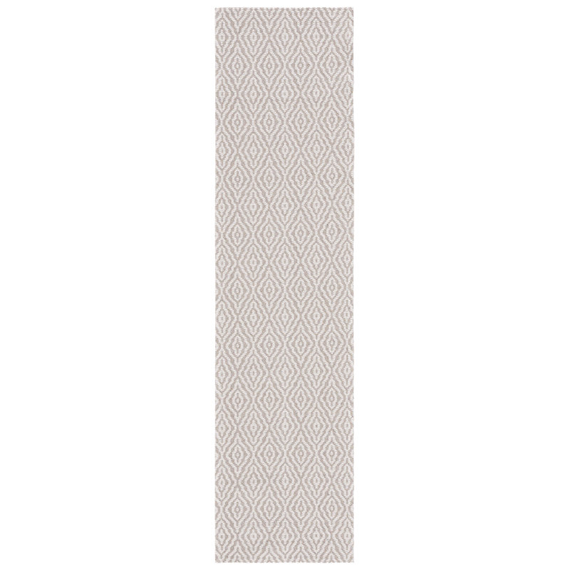 Martha Stewart Cotton Geometric Rug in Taupe, Runner 2' x 8'