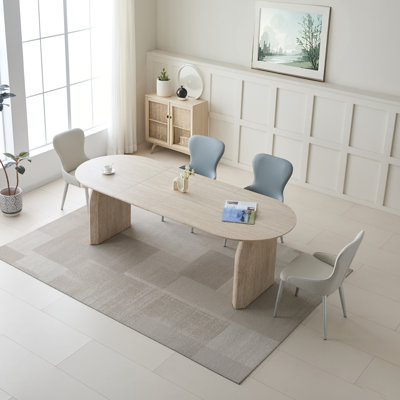 Table de salle à manger en bois rétractable - Table de cuisine ovale moderne