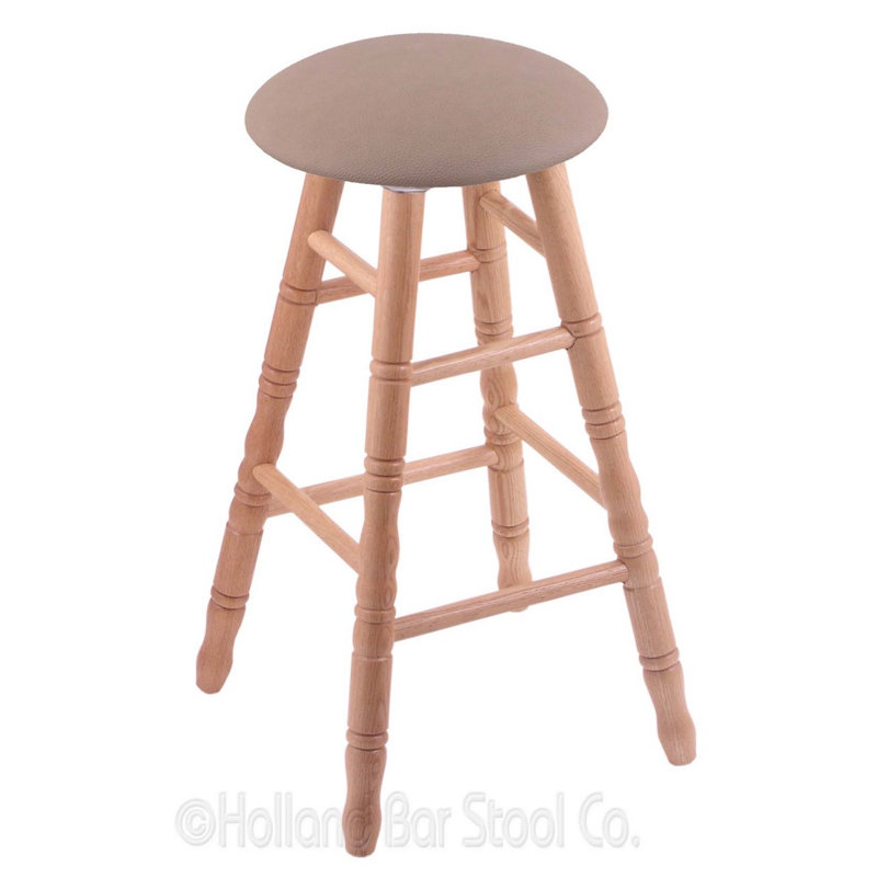 Tabouret de comptoir pivotant de 24 po, Chêne naturel, Vinyle noir