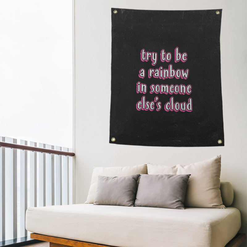 Tableau noir de polyester try to be the arc-en-ciel tapisserie, H 59 pi x l 50 po, Rose