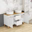 Meuble-lavabo autoportant avec 2 lavabos ronds combinés, 2 portes et 2 grands tiroirs