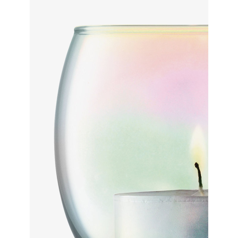 Iridescent Pearl Lustre Glass Candle Holder Set