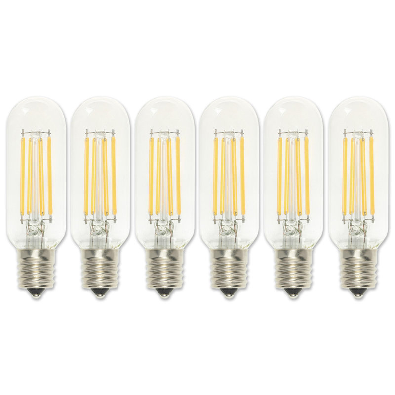 5 Watt (60 Watt Equivalent) Clear T8 Dimmable Filament LED Light Bulb, Intermediate Base, 6 Pack
