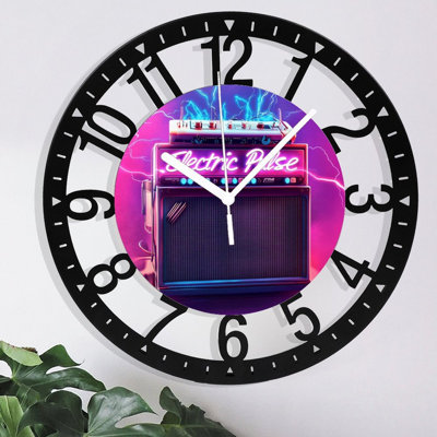Metal Wall Clock for Living Room -10" Electric Pulse Amplifier Synthesizer Silent Non Ticking,Battery Operated, Antique Clocks for Farmhouse,Bedroom,Kitchen - Arabic Numerals