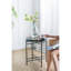 Table d'appoint moderne en bois et fer industriel - 23,5 po de hauteur x 22 po de profondeur, noir et brun, support décoratif