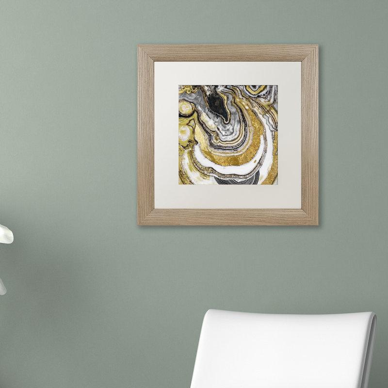 Abstract Black and Gold Acrylic Canvas Print with Black Frame