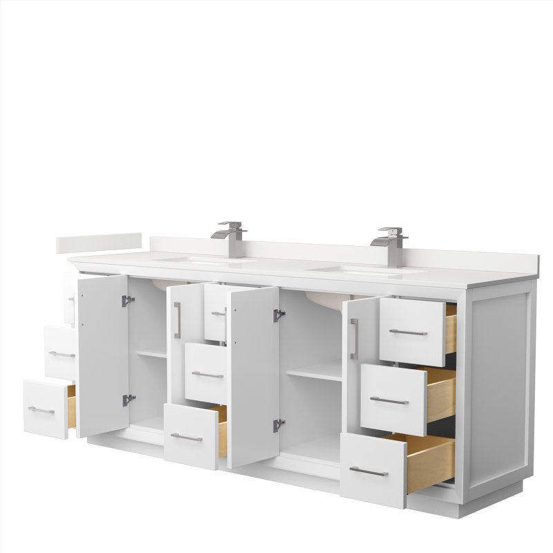 Strada 84'' W Double Vanity, Matte Black, White, WDX13325