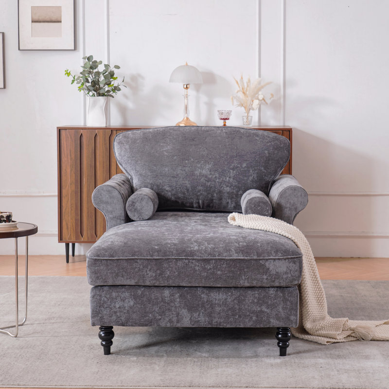 Chaise longue surdimensionnée en chenille 5 couleurs pour l'intérieur - siège large, fauteuil-lit, canapé de lecture