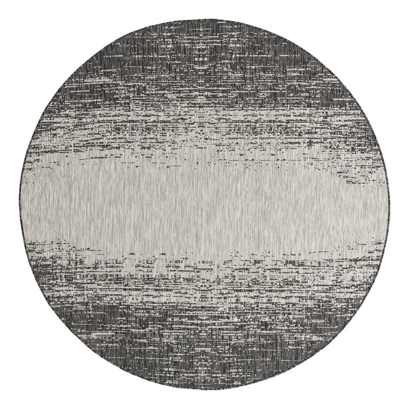 Pindall Charcoal Gray/Gray Indoor/Outdoor Rug, Round 7'10"