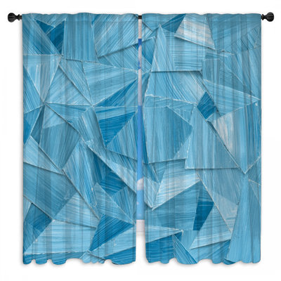 Blue Triangular Shapes Window Curtains Geometric Shapes Sheer & Room Darkening - 2 Panels
