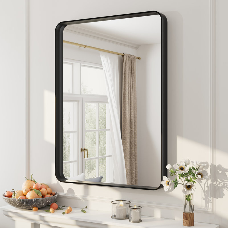 Miroir mural Aevar, 30 po x 22 po, Noir mat