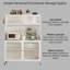 Armoire de cuisine - grande armoire de rangement blanche avec portes en verre et tablettes réglables