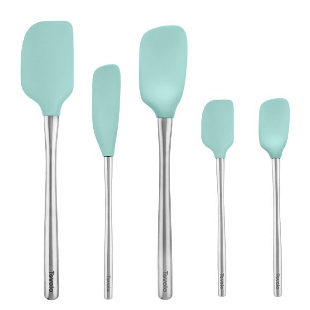 Flex-Core Stainless Steel Handled Assorted Spatulas - Set of 5, Aqua