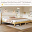 King Size Solid Wood Bed Frame With Textured Fleece Upholstered Headboard-378964760