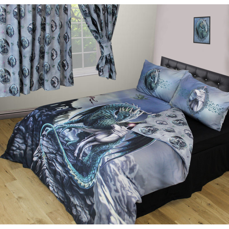 PROTECTOR OF MAGIC Aaryahi Blue Grey 144 TC Duvet Cover Set, King Duvet Cover + 2 Standard Pillowcases