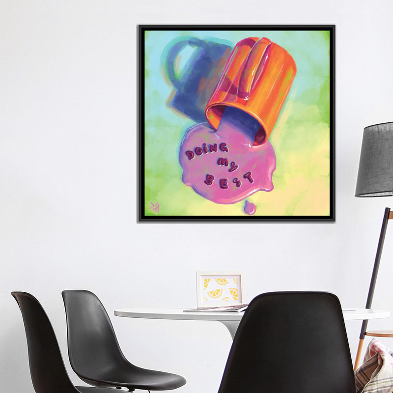 «Doing My Best», reproduction d'art sur toile encadrée, H 37 po x l 37 po, Toile à cadre flottant sans passe-partout, Noir