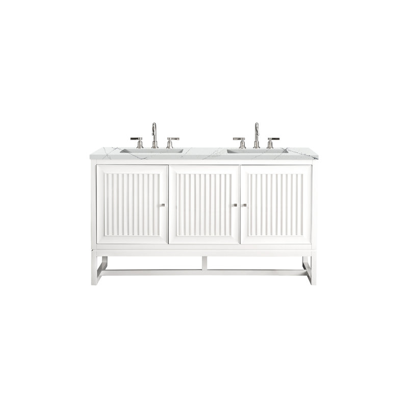 Athens 60'' W  W Double Vanity, 8" Widespread, Ethereal Noctis, Glossy White