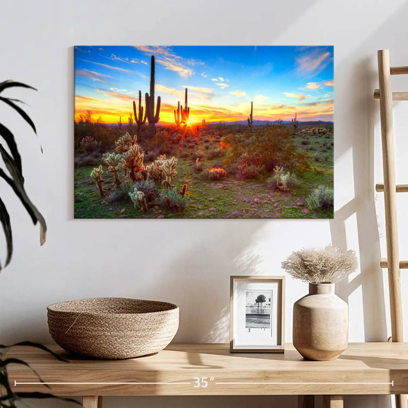 Harnek, désert, cactus, rayon de soleil, H 16 po x l 24 po