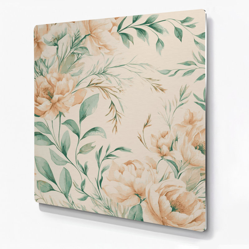 Aquarelle florale, art mural en métal beige 3