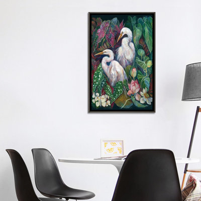 Egret Begonias - reproduction d'art murale - toile encadrée