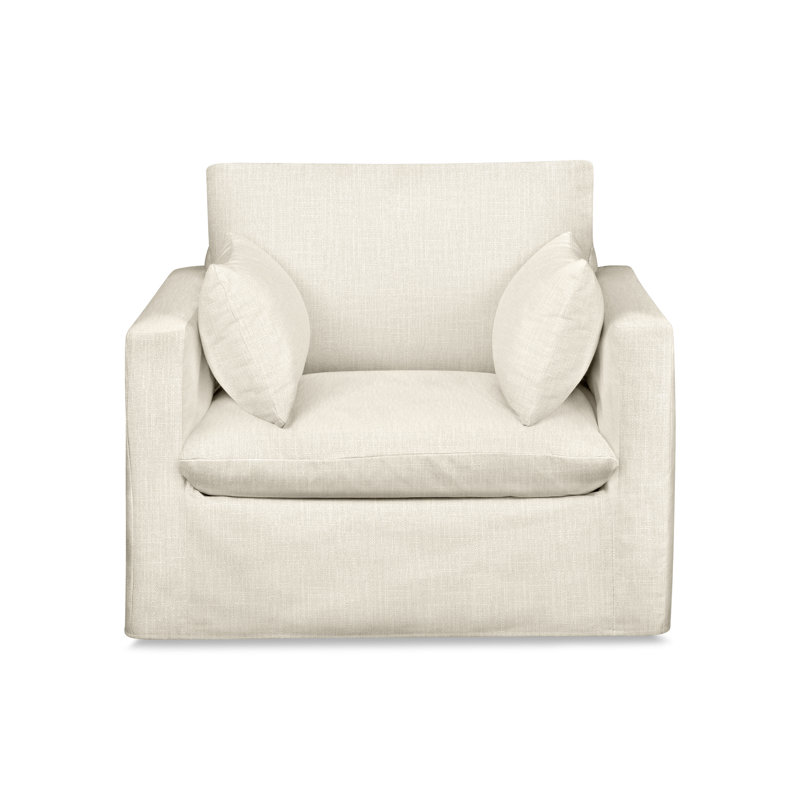 Luna Slipcovered Chair and a Half, Conversation Pearl Basketweave