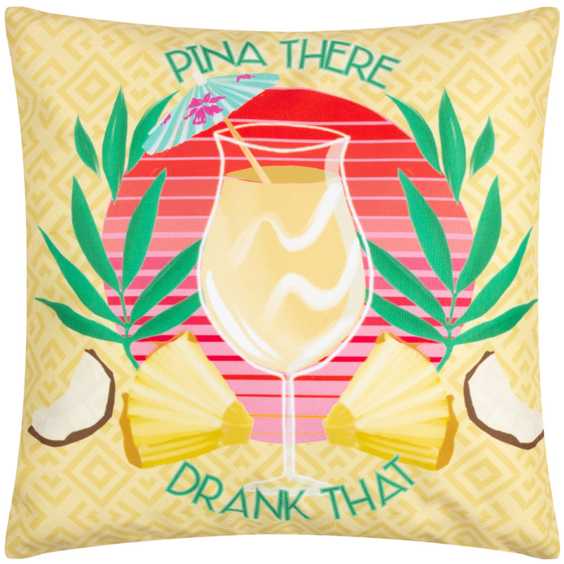 Pina There Indoor / Outdoor Abstract Yellow Square Throw Cushion