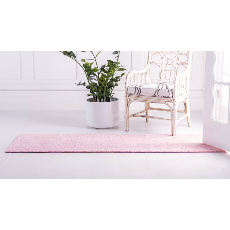 Tapis géométrique Debrodie, Tapis de couloir 2 pi x 9 pi, Pink