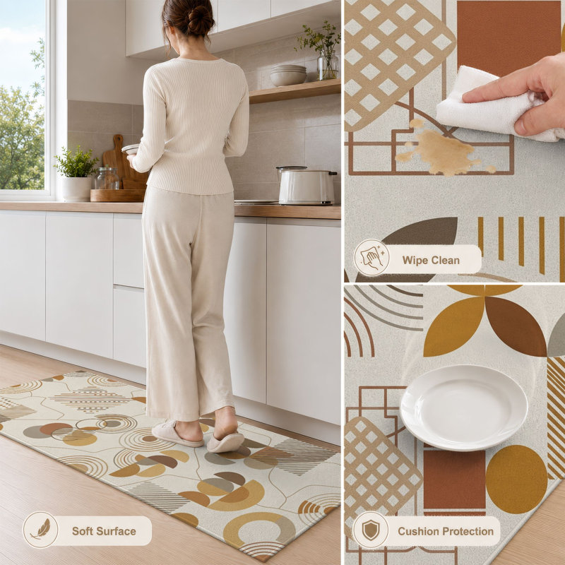 Geometric Nature Non-Slip Washable Kitchen Mats
