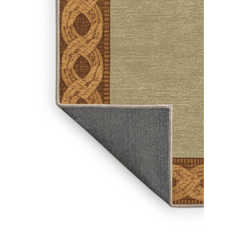 Soft Plush Etamin St Patties Modern & Contemporary Abstract Area Rug in Brown – Beige Binding, 2x5
