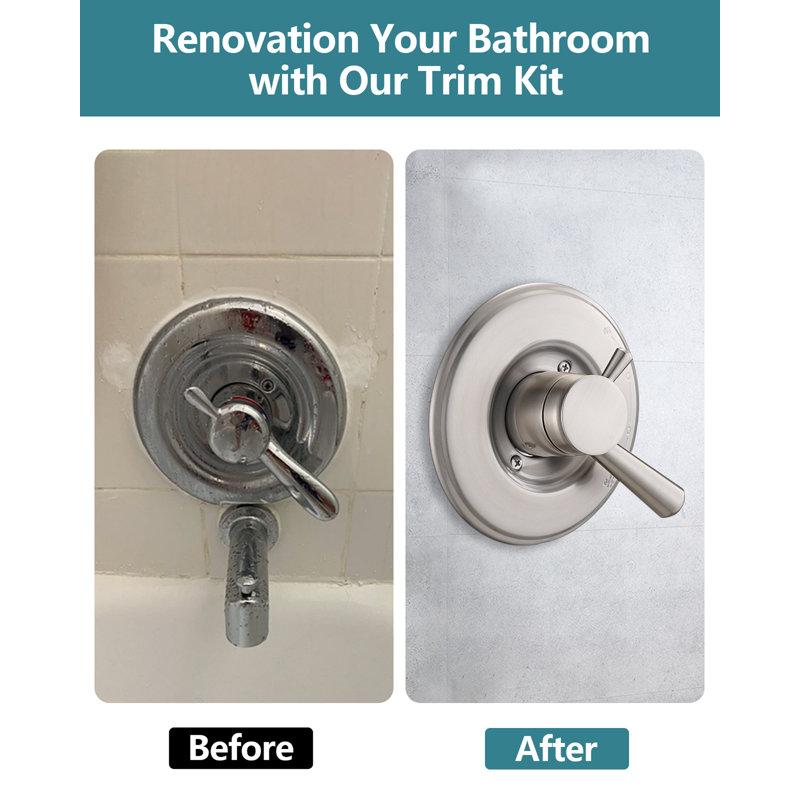 Remplacement de l'ensemble de garniture de douche Delta 17, plaque de couverture de douche avec poignée, Nickel brossé