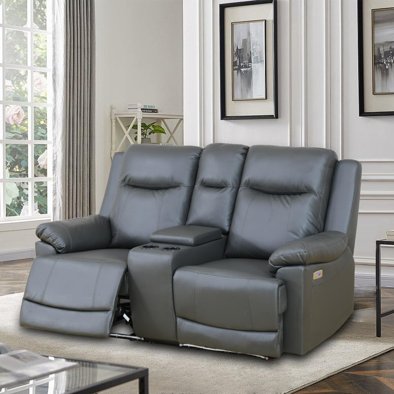 Canapé inclinable en cuir gris foncé