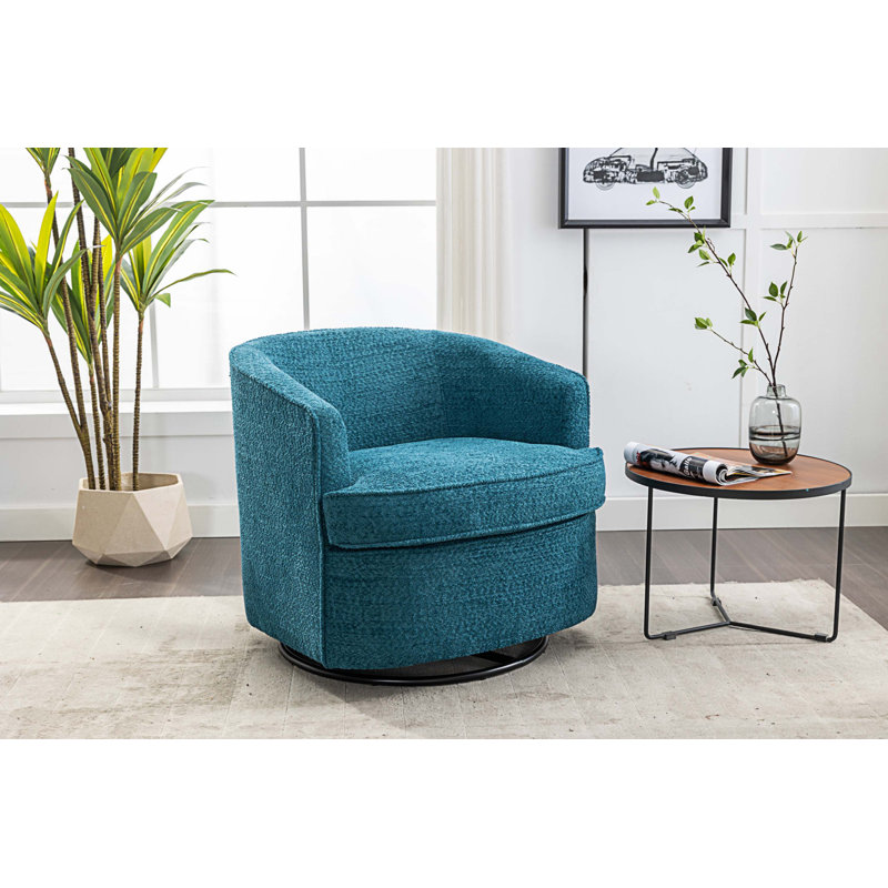 Fauteuil demi-tonneau pivotant l 32,48 po Willenzard, Lake Blue Boucle