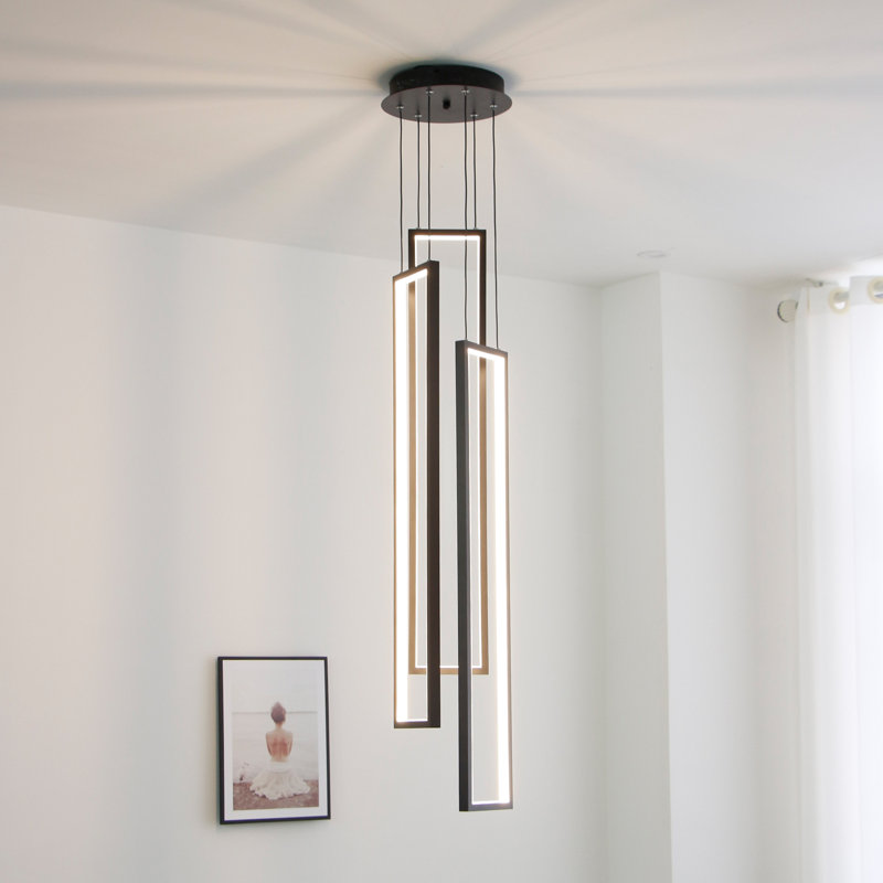 1 - Light Unique Rectangle LED Pendant, Black