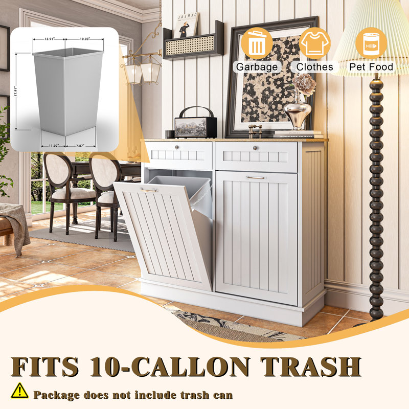 40 in. W x 14 in. D x 36 in. H Ready to Assemble Floor Base Tilt-Out Trash Kitchen Cabinet with 2-Drawer Trash Can not included
