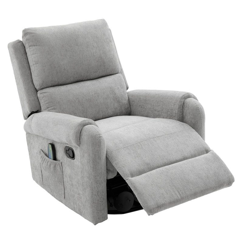 Fauteuil inclinable multifonctionnel en chenille gris avec rangement pour la détente à la maison